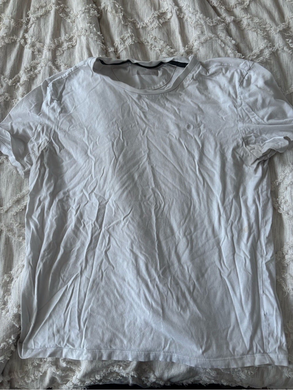 Calvin Klein White Minimalist Embroidered CK Logo T-Shirt